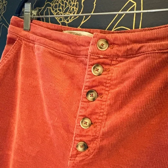 Anthropologie PILCRO wide leg CORDUROY button front PANTS rose colored size 32 - Picture 6 of 7